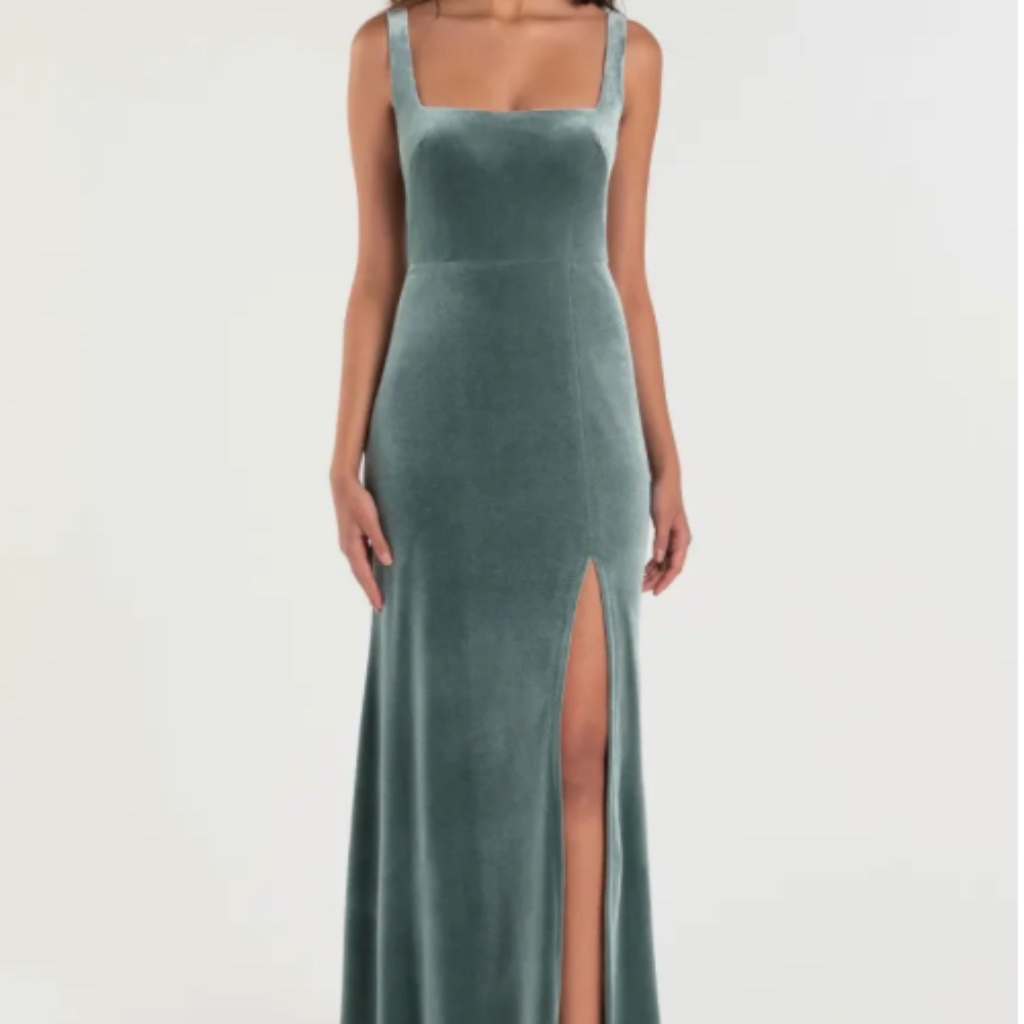 Jenny Yoo Mara Velvet Dress - Dark Eucalyptus - Size 0